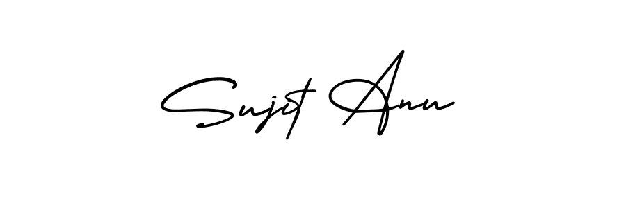 How to make Sujit Anu name signature. Use AmerikaSignatureDemo-Regular style for creating short signs online. This is the latest handwritten sign. Sujit Anu signature style 3 images and pictures png