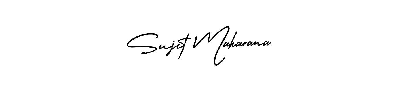 The best way (AmerikaSignatureDemo-Regular) to make a short signature is to pick only two or three words in your name. The name Sujit Maharana include a total of six letters. For converting this name. Sujit Maharana signature style 3 images and pictures png