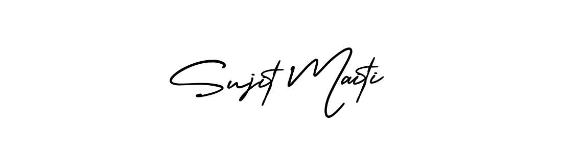 You should practise on your own different ways (AmerikaSignatureDemo-Regular) to write your name (Sujit Maiti) in signature. don't let someone else do it for you. Sujit Maiti signature style 3 images and pictures png