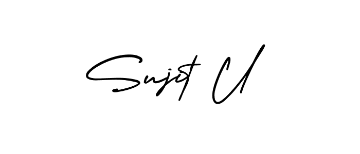 if you are searching for the best signature style for your name Sujit U. so please give up your signature search. here we have designed multiple signature styles  using AmerikaSignatureDemo-Regular. Sujit U signature style 3 images and pictures png