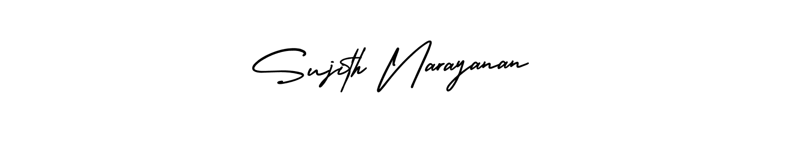 The best way (AmerikaSignatureDemo-Regular) to make a short signature is to pick only two or three words in your name. The name Sujith Narayanan include a total of six letters. For converting this name. Sujith Narayanan signature style 3 images and pictures png