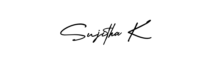 The best way (AmerikaSignatureDemo-Regular) to make a short signature is to pick only two or three words in your name. The name Sujitha K include a total of six letters. For converting this name. Sujitha K signature style 3 images and pictures png