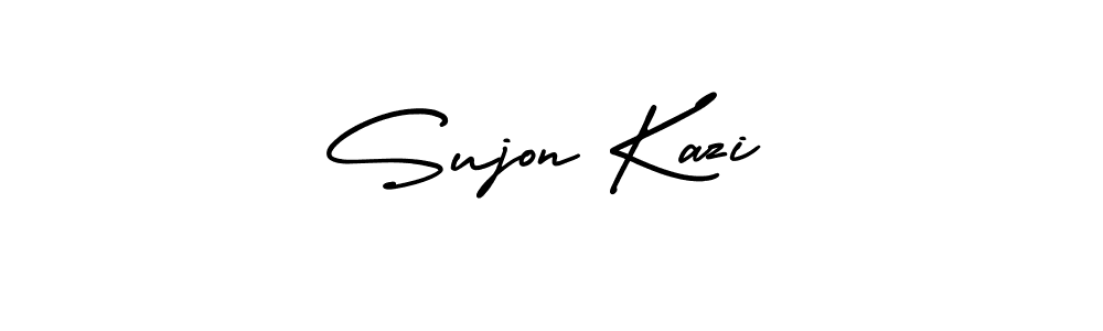 You should practise on your own different ways (AmerikaSignatureDemo-Regular) to write your name (Sujon Kazi) in signature. don't let someone else do it for you. Sujon Kazi signature style 3 images and pictures png