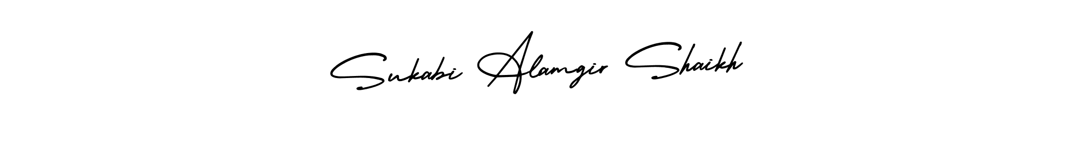 How to make Sukabi Alamgir Shaikh signature? AmerikaSignatureDemo-Regular is a professional autograph style. Create handwritten signature for Sukabi Alamgir Shaikh name. Sukabi Alamgir Shaikh signature style 3 images and pictures png