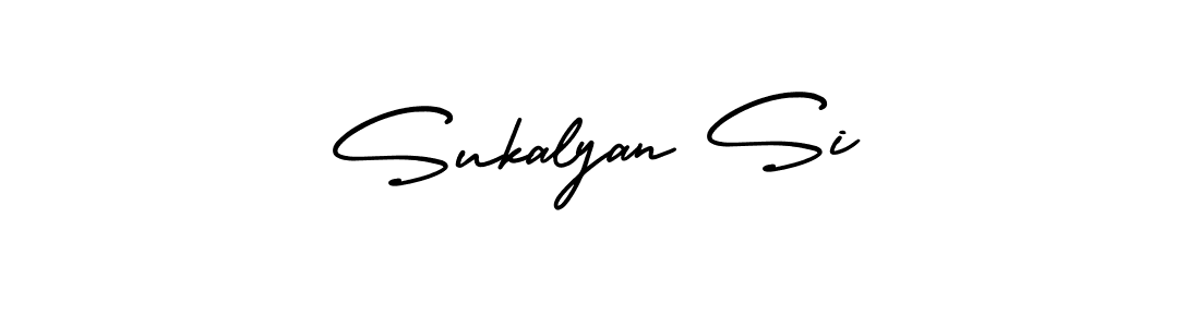 You should practise on your own different ways (AmerikaSignatureDemo-Regular) to write your name (Sukalyan Si) in signature. don't let someone else do it for you. Sukalyan Si signature style 3 images and pictures png