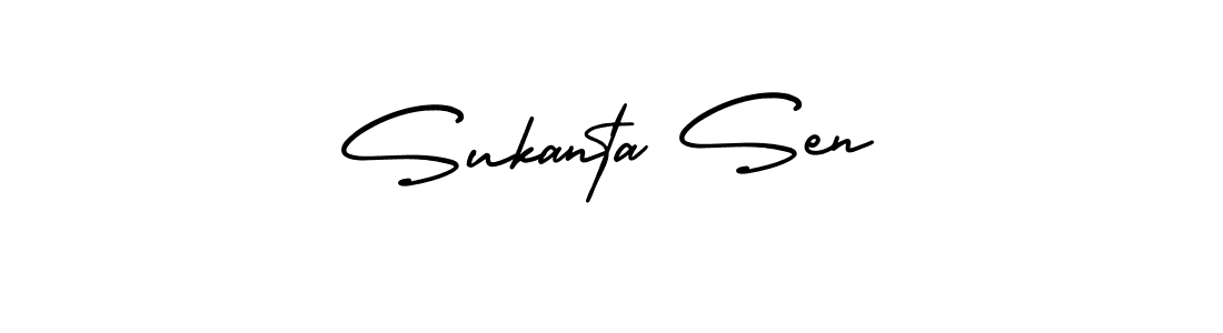 You should practise on your own different ways (AmerikaSignatureDemo-Regular) to write your name (Sukanta Sen) in signature. don't let someone else do it for you. Sukanta Sen signature style 3 images and pictures png