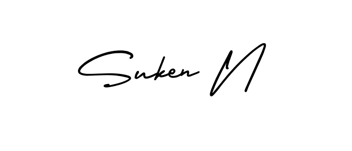 Also we have Suken N name is the best signature style. Create professional handwritten signature collection using AmerikaSignatureDemo-Regular autograph style. Suken N signature style 3 images and pictures png