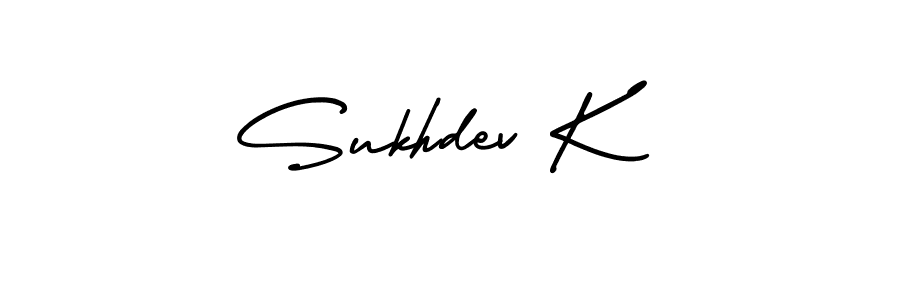 How to make Sukhdev K name signature. Use AmerikaSignatureDemo-Regular style for creating short signs online. This is the latest handwritten sign. Sukhdev K signature style 3 images and pictures png