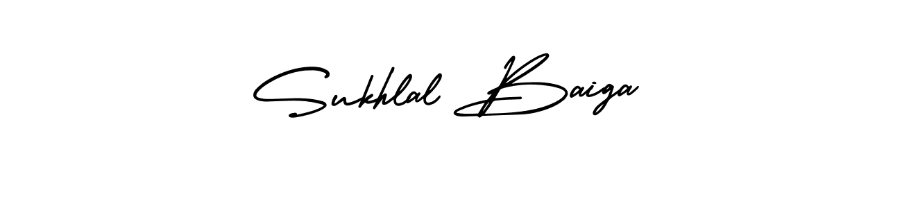 You should practise on your own different ways (AmerikaSignatureDemo-Regular) to write your name (Sukhlal Baiga) in signature. don't let someone else do it for you. Sukhlal Baiga signature style 3 images and pictures png