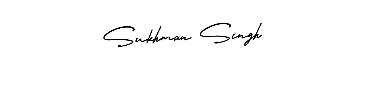 This is the best signature style for the Sukhman Singh name. Also you like these signature font (AmerikaSignatureDemo-Regular). Mix name signature. Sukhman Singh signature style 3 images and pictures png