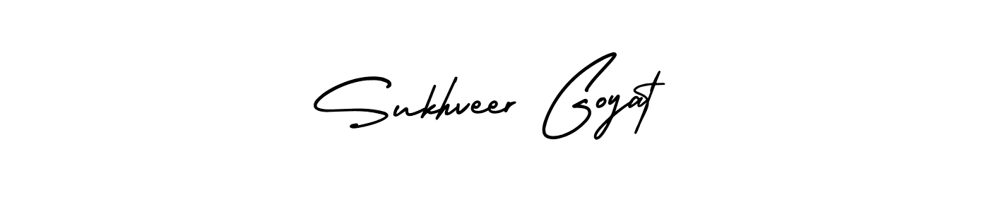 You should practise on your own different ways (AmerikaSignatureDemo-Regular) to write your name (Sukhveer Goyat) in signature. don't let someone else do it for you. Sukhveer Goyat signature style 3 images and pictures png