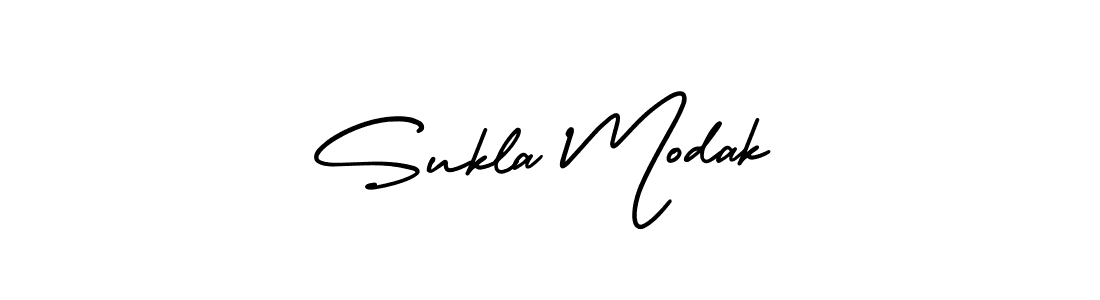 You should practise on your own different ways (AmerikaSignatureDemo-Regular) to write your name (Sukla Modak) in signature. don't let someone else do it for you. Sukla Modak signature style 3 images and pictures png