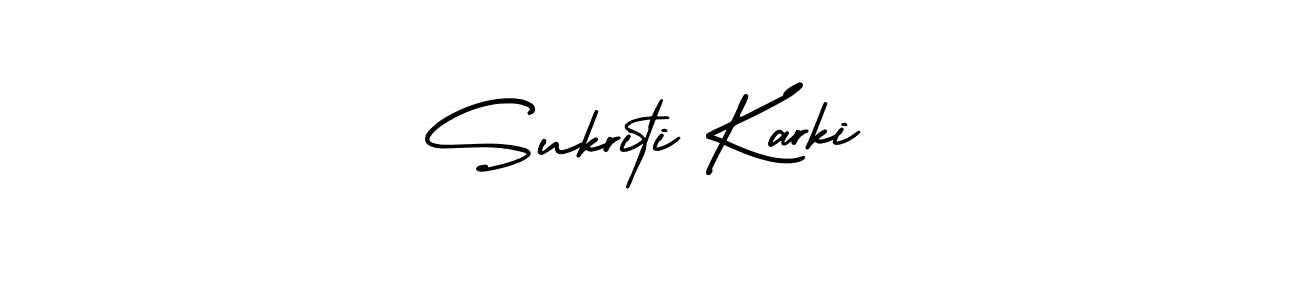 AmerikaSignatureDemo-Regular is a professional signature style that is perfect for those who want to add a touch of class to their signature. It is also a great choice for those who want to make their signature more unique. Get Sukriti Karki name to fancy signature for free. Sukriti Karki signature style 3 images and pictures png