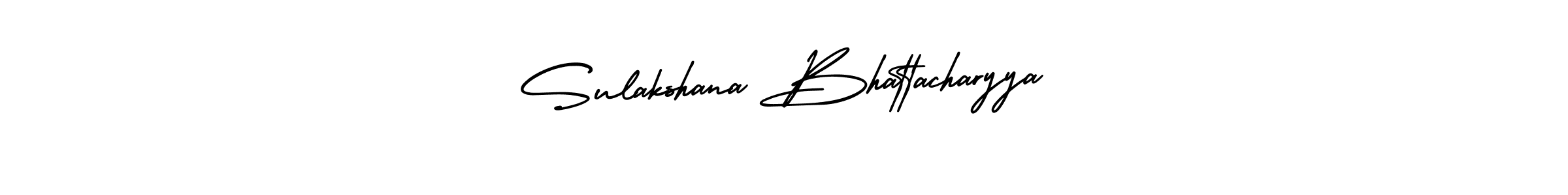 You should practise on your own different ways (AmerikaSignatureDemo-Regular) to write your name (Sulakshana Bhattacharyya) in signature. don't let someone else do it for you. Sulakshana Bhattacharyya signature style 3 images and pictures png