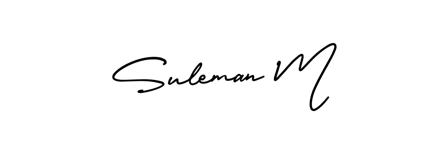 You should practise on your own different ways (AmerikaSignatureDemo-Regular) to write your name (Suleman M) in signature. don't let someone else do it for you. Suleman M signature style 3 images and pictures png