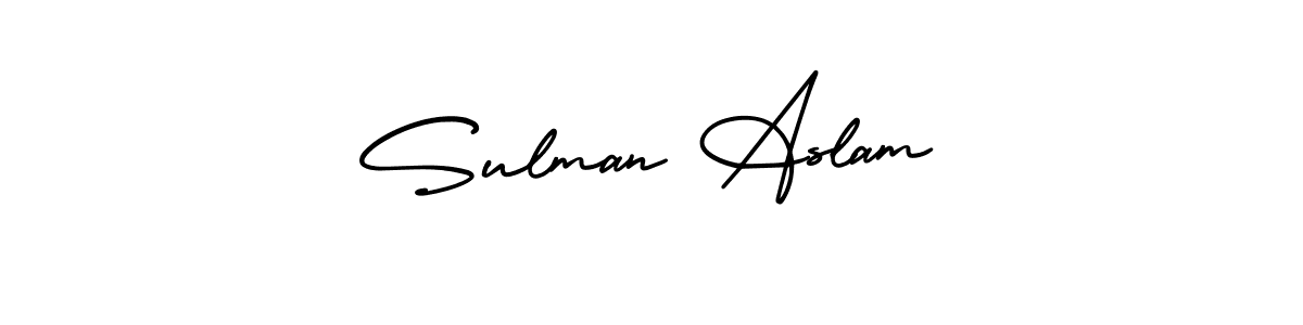 Make a short Sulman Aslam signature style. Manage your documents anywhere anytime using AmerikaSignatureDemo-Regular. Create and add eSignatures, submit forms, share and send files easily. Sulman Aslam signature style 3 images and pictures png