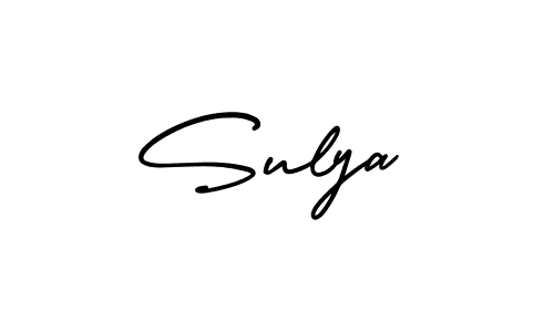 You should practise on your own different ways (AmerikaSignatureDemo-Regular) to write your name (Sulya) in signature. don't let someone else do it for you. Sulya signature style 3 images and pictures png