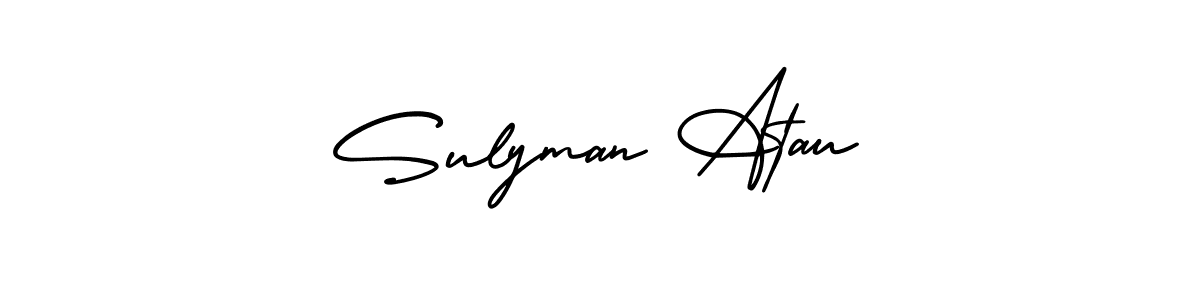 This is the best signature style for the Sulyman Atau name. Also you like these signature font (AmerikaSignatureDemo-Regular). Mix name signature. Sulyman Atau signature style 3 images and pictures png