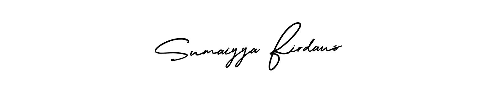 if you are searching for the best signature style for your name Sumaiyya Firdaus. so please give up your signature search. here we have designed multiple signature styles  using AmerikaSignatureDemo-Regular. Sumaiyya Firdaus signature style 3 images and pictures png