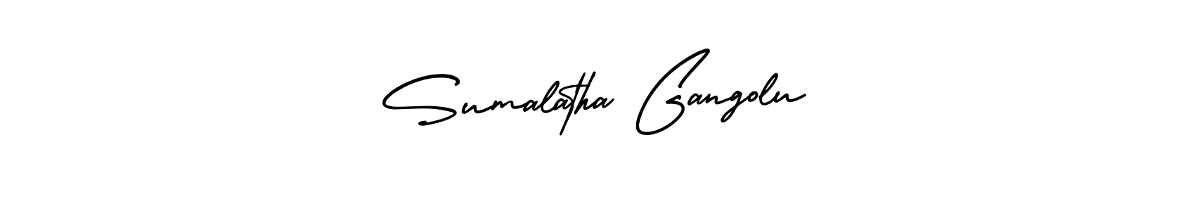 The best way (AmerikaSignatureDemo-Regular) to make a short signature is to pick only two or three words in your name. The name Sumalatha Gangolu include a total of six letters. For converting this name. Sumalatha Gangolu signature style 3 images and pictures png