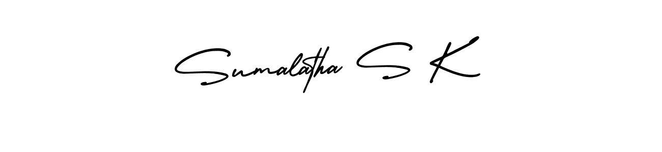 This is the best signature style for the Sumalatha S K name. Also you like these signature font (AmerikaSignatureDemo-Regular). Mix name signature. Sumalatha S K signature style 3 images and pictures png