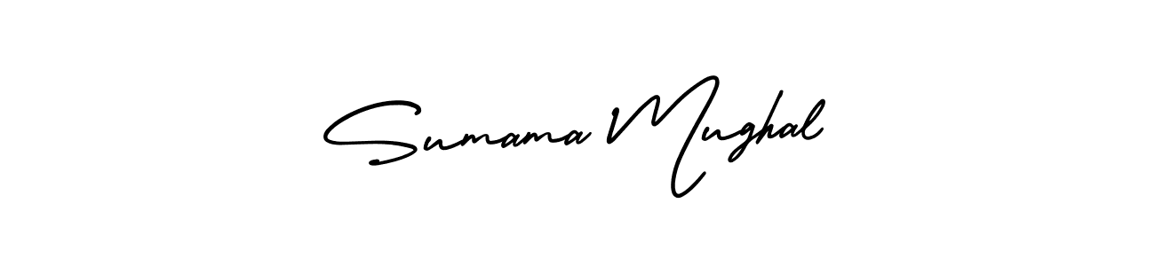 You should practise on your own different ways (AmerikaSignatureDemo-Regular) to write your name (Sumama Mughal) in signature. don't let someone else do it for you. Sumama Mughal signature style 3 images and pictures png