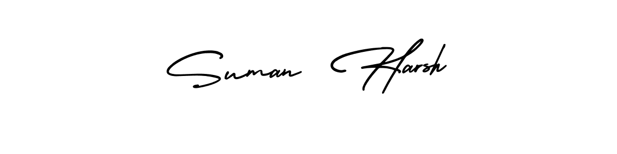 The best way (AmerikaSignatureDemo-Regular) to make a short signature is to pick only two or three words in your name. The name Suman  Harsh include a total of six letters. For converting this name. Suman  Harsh signature style 3 images and pictures png
