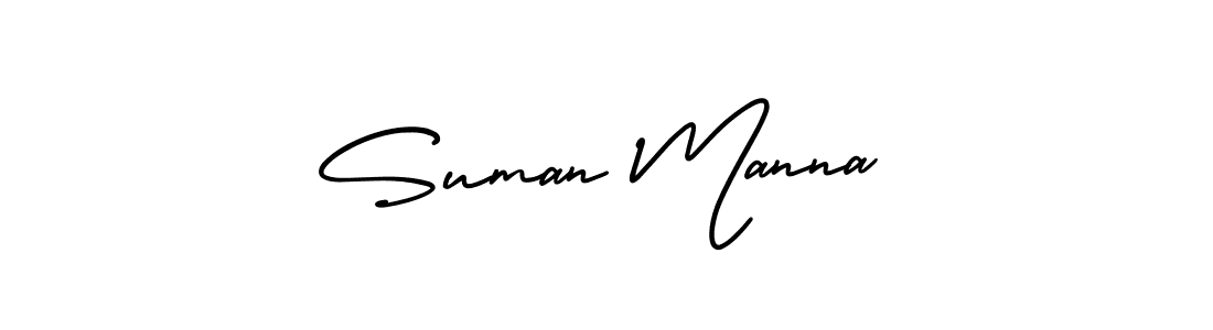 The best way (AmerikaSignatureDemo-Regular) to make a short signature is to pick only two or three words in your name. The name Suman Manna include a total of six letters. For converting this name. Suman Manna signature style 3 images and pictures png