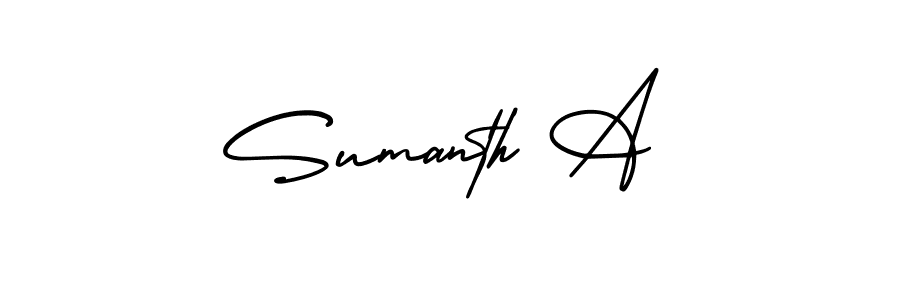 Make a beautiful signature design for name Sumanth A. With this signature (AmerikaSignatureDemo-Regular) style, you can create a handwritten signature for free. Sumanth A signature style 3 images and pictures png