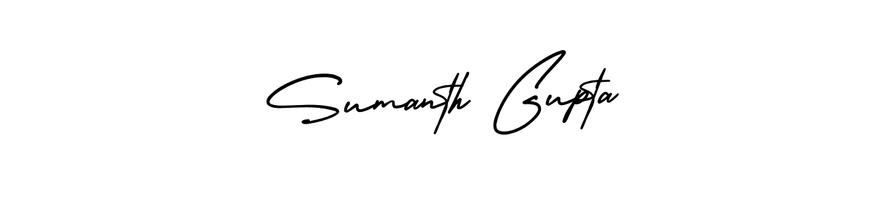 The best way (AmerikaSignatureDemo-Regular) to make a short signature is to pick only two or three words in your name. The name Sumanth Gupta include a total of six letters. For converting this name. Sumanth Gupta signature style 3 images and pictures png