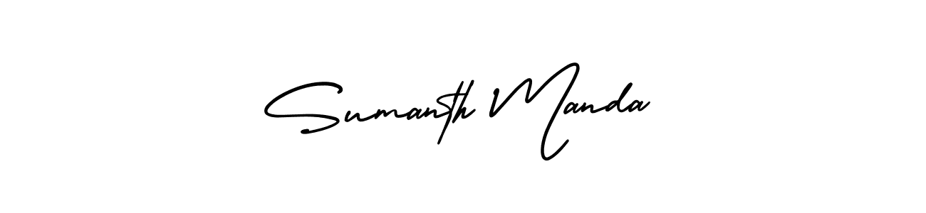 This is the best signature style for the Sumanth Manda name. Also you like these signature font (AmerikaSignatureDemo-Regular). Mix name signature. Sumanth Manda signature style 3 images and pictures png