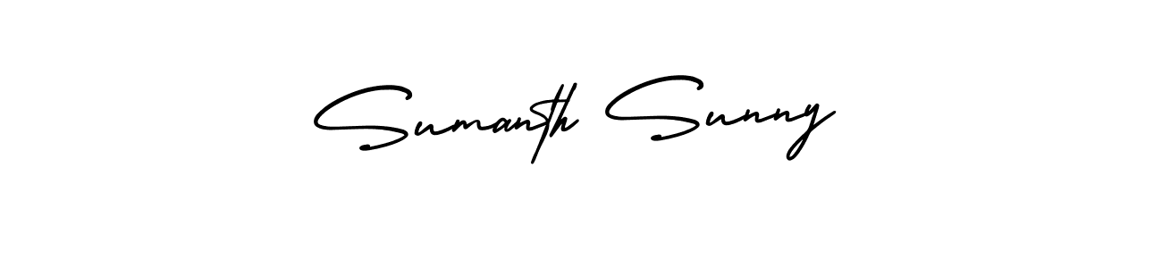 You should practise on your own different ways (AmerikaSignatureDemo-Regular) to write your name (Sumanth Sunny) in signature. don't let someone else do it for you. Sumanth Sunny signature style 3 images and pictures png