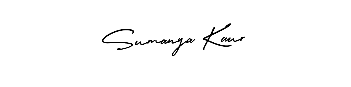 You should practise on your own different ways (AmerikaSignatureDemo-Regular) to write your name (Sumanya Kaur) in signature. don't let someone else do it for you. Sumanya Kaur signature style 3 images and pictures png