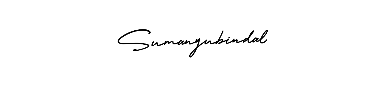 The best way (AmerikaSignatureDemo-Regular) to make a short signature is to pick only two or three words in your name. The name Sumanyubindal include a total of six letters. For converting this name. Sumanyubindal signature style 3 images and pictures png