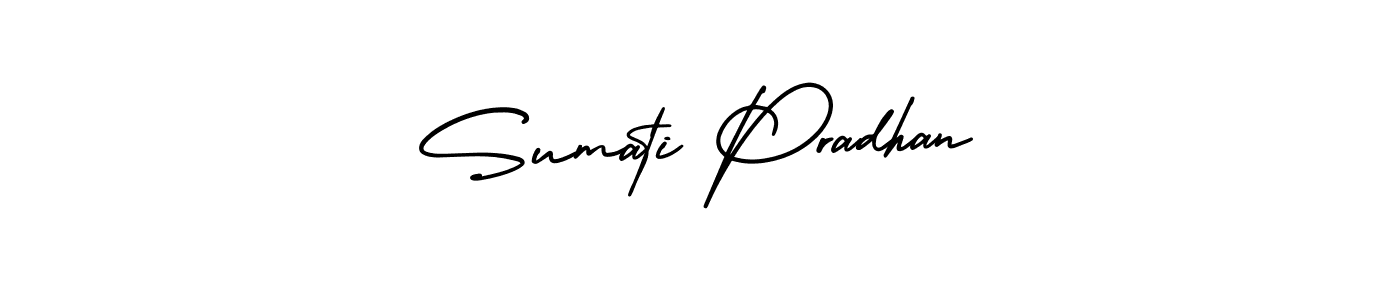 You should practise on your own different ways (AmerikaSignatureDemo-Regular) to write your name (Sumati Pradhan) in signature. don't let someone else do it for you. Sumati Pradhan signature style 3 images and pictures png