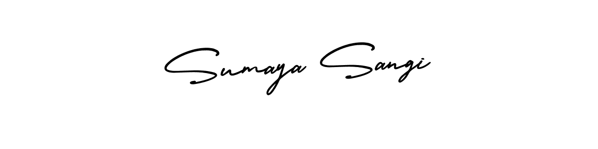 You should practise on your own different ways (AmerikaSignatureDemo-Regular) to write your name (Sumaya Sangi) in signature. don't let someone else do it for you. Sumaya Sangi signature style 3 images and pictures png