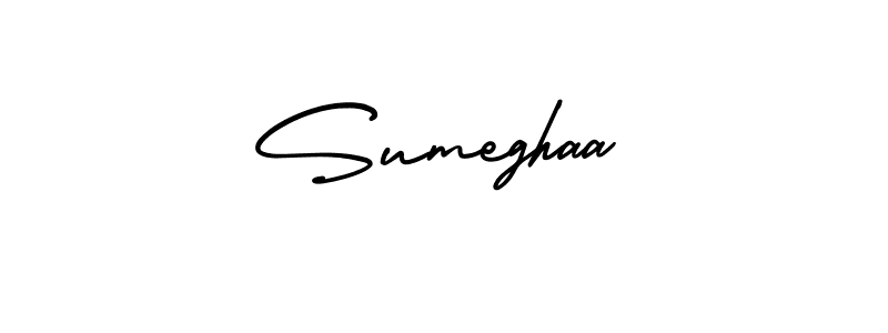It looks lik you need a new signature style for name Sumeghaa. Design unique handwritten (AmerikaSignatureDemo-Regular) signature with our free signature maker in just a few clicks. Sumeghaa signature style 3 images and pictures png