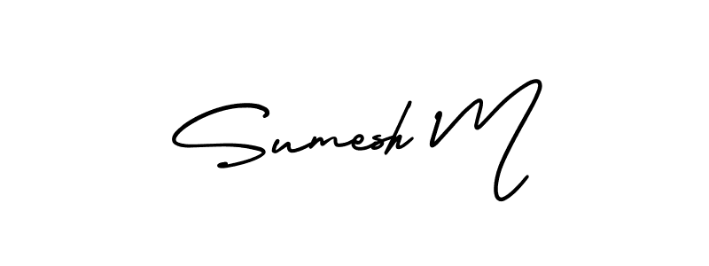 Use a signature maker to create a handwritten signature online. With this signature software, you can design (AmerikaSignatureDemo-Regular) your own signature for name Sumesh M. Sumesh M signature style 3 images and pictures png
