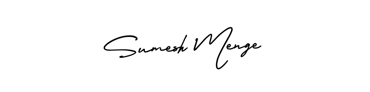 This is the best signature style for the Sumesh Menge name. Also you like these signature font (AmerikaSignatureDemo-Regular). Mix name signature. Sumesh Menge signature style 3 images and pictures png