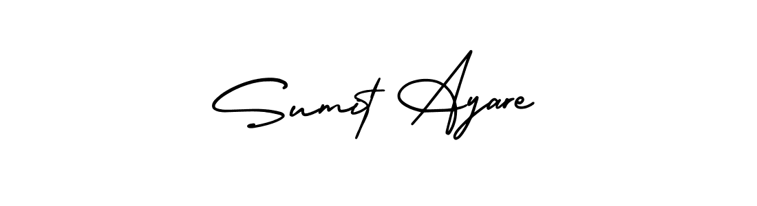 You should practise on your own different ways (AmerikaSignatureDemo-Regular) to write your name (Sumit Ayare) in signature. don't let someone else do it for you. Sumit Ayare signature style 3 images and pictures png