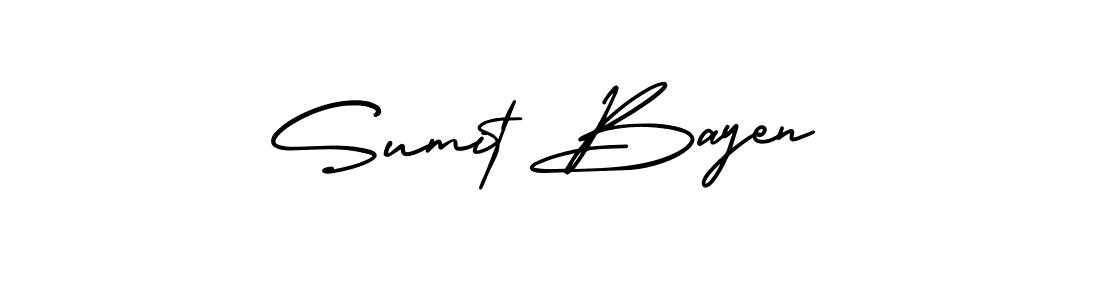 The best way (AmerikaSignatureDemo-Regular) to make a short signature is to pick only two or three words in your name. The name Sumit Bayen include a total of six letters. For converting this name. Sumit Bayen signature style 3 images and pictures png