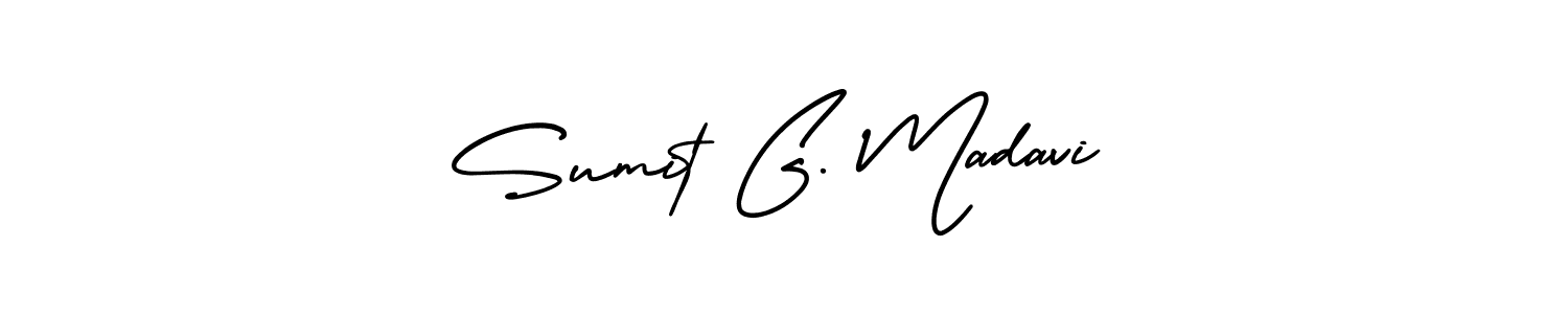 The best way (AmerikaSignatureDemo-Regular) to make a short signature is to pick only two or three words in your name. The name Sumit G. Madavi include a total of six letters. For converting this name. Sumit G. Madavi signature style 3 images and pictures png