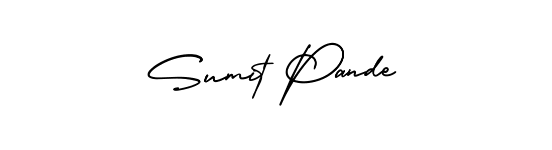 You should practise on your own different ways (AmerikaSignatureDemo-Regular) to write your name (Sumit Pande) in signature. don't let someone else do it for you. Sumit Pande signature style 3 images and pictures png