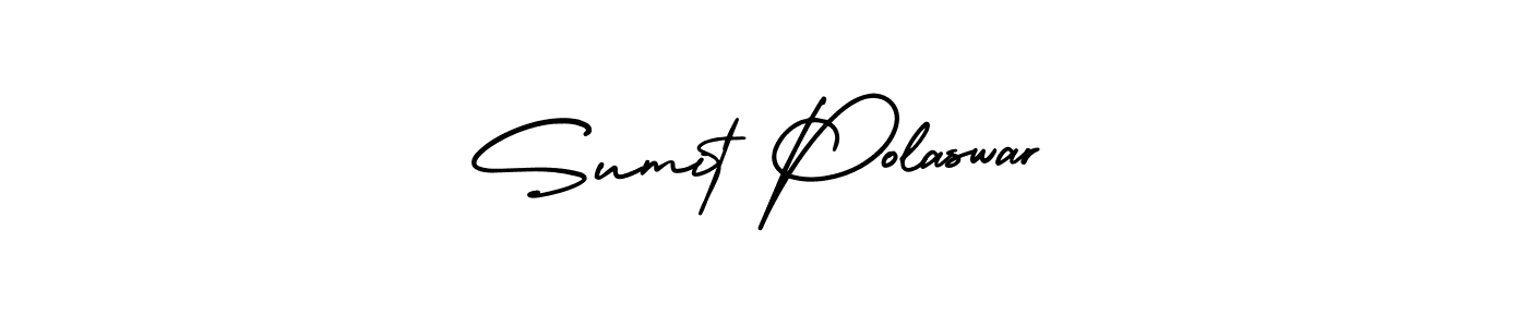 The best way (AmerikaSignatureDemo-Regular) to make a short signature is to pick only two or three words in your name. The name Sumit Polaswar include a total of six letters. For converting this name. Sumit Polaswar signature style 3 images and pictures png