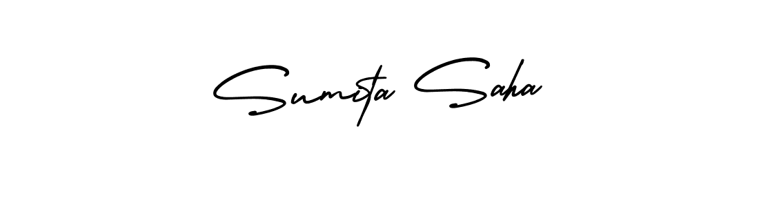 How to make Sumita Saha name signature. Use AmerikaSignatureDemo-Regular style for creating short signs online. This is the latest handwritten sign. Sumita Saha signature style 3 images and pictures png