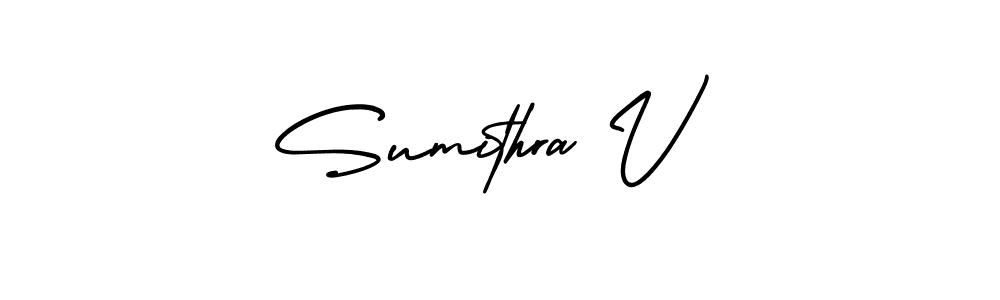 AmerikaSignatureDemo-Regular is a professional signature style that is perfect for those who want to add a touch of class to their signature. It is also a great choice for those who want to make their signature more unique. Get Sumithra V name to fancy signature for free. Sumithra V signature style 3 images and pictures png