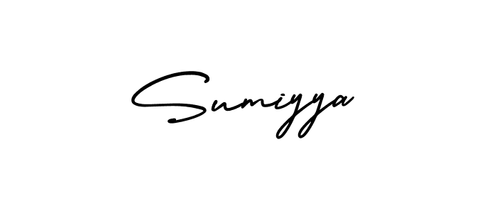The best way (AmerikaSignatureDemo-Regular) to make a short signature is to pick only two or three words in your name. The name Sumiyya include a total of six letters. For converting this name. Sumiyya signature style 3 images and pictures png