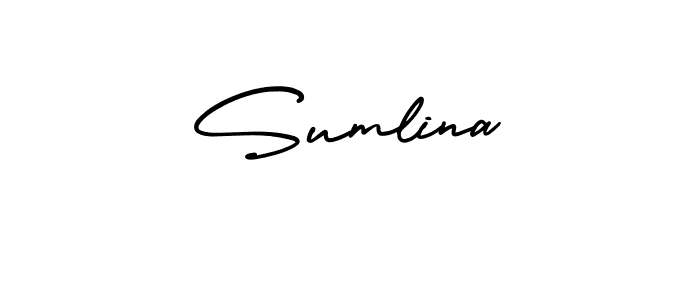 You should practise on your own different ways (AmerikaSignatureDemo-Regular) to write your name (Sumlina) in signature. don't let someone else do it for you. Sumlina signature style 3 images and pictures png