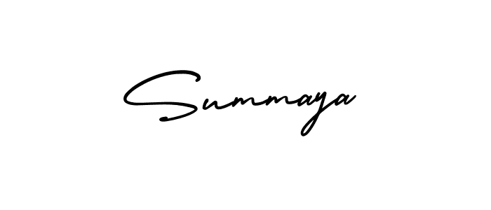 The best way (AmerikaSignatureDemo-Regular) to make a short signature is to pick only two or three words in your name. The name Summaya include a total of six letters. For converting this name. Summaya signature style 3 images and pictures png