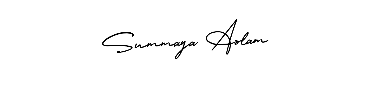How to make Summaya Aslam name signature. Use AmerikaSignatureDemo-Regular style for creating short signs online. This is the latest handwritten sign. Summaya Aslam signature style 3 images and pictures png